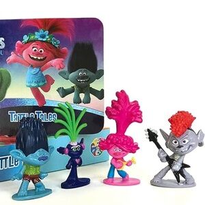 Trolls World Tour Tattle Tales set 4 figurines and story book NIB Dream Works